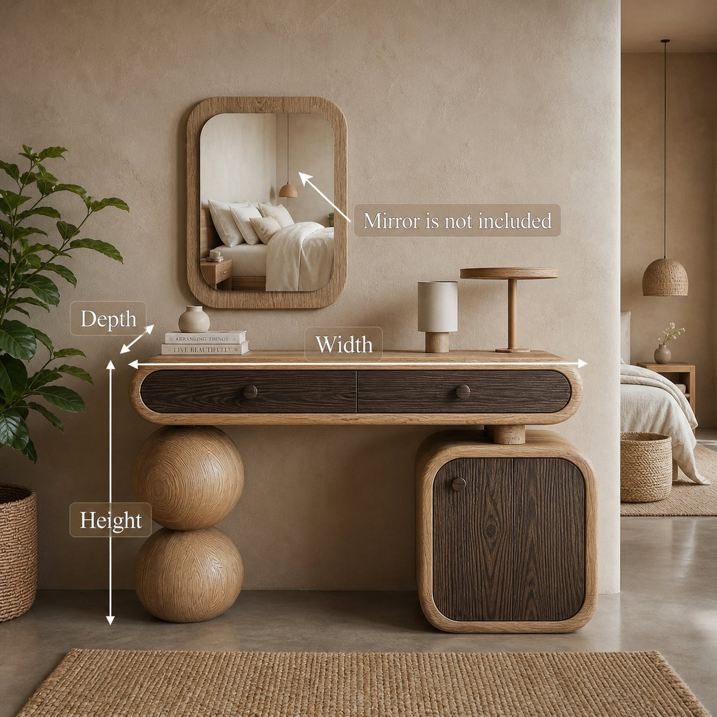 Organic Modern Wooden Dressing Table Bedroom Or Vanity Area - product view 6