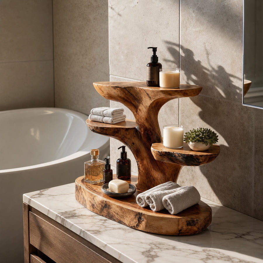 Organic Multi Tier Bathroom Shelf For Spa