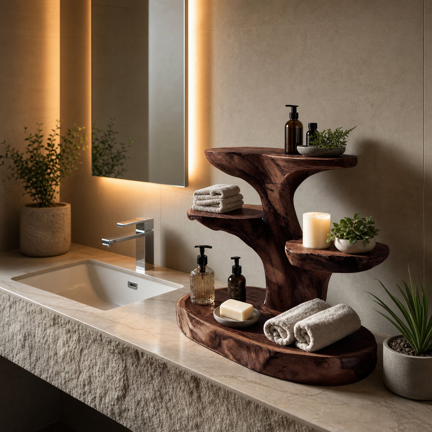 Organic Multi Tier Bathroom Shelf For Spa - product view 7