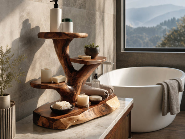 Wildgrove Goldfinch Live Edge Bathroom Shelf with Three Tiers