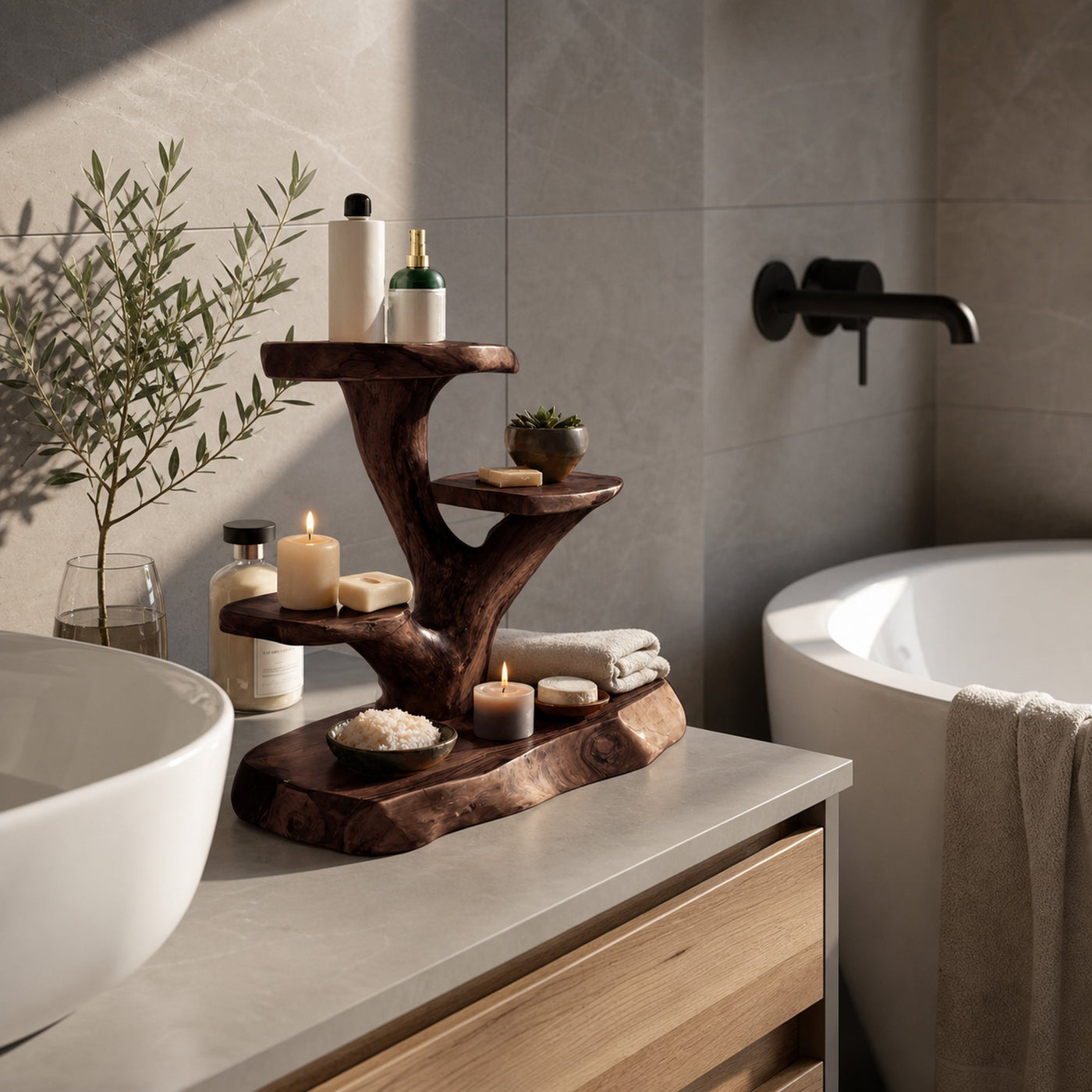 Organic Multi Tier Display Shelf For Bathroom - product view 7