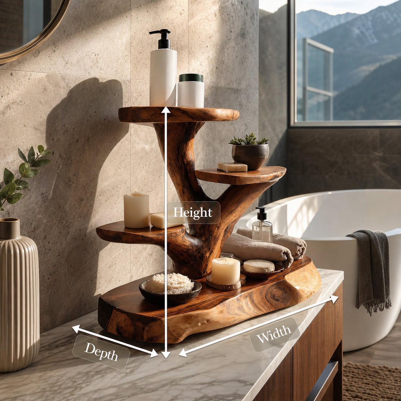 Organic Multi Tier Display Shelf For Bathroom - product view 8