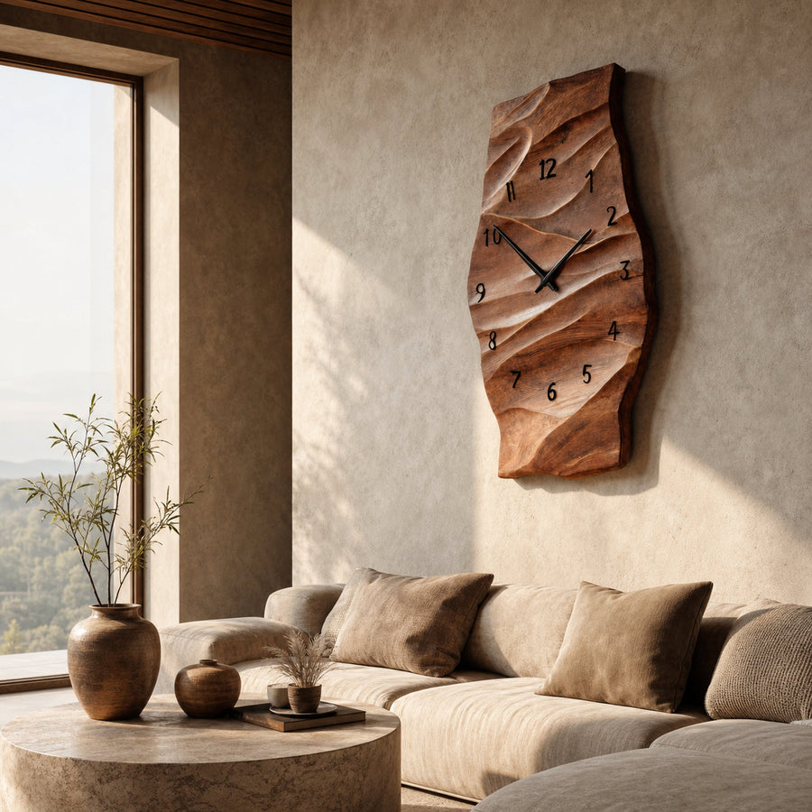 Organic Natural Grain Art Wall Clock For Living Room