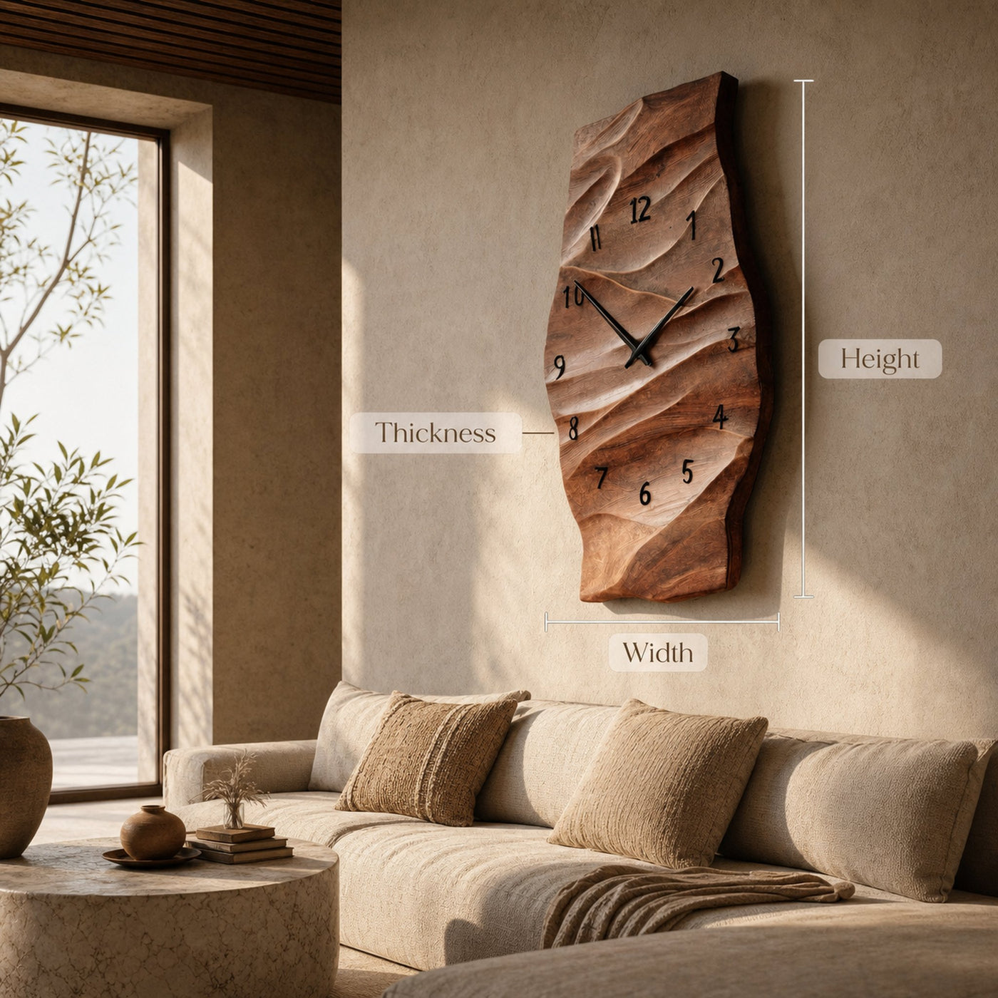 Organic Natural Grain Art Wall Clock For Living Room - product view 6