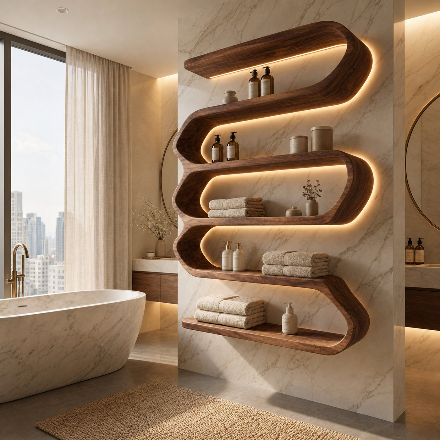 Organic Natural Wood Bathroom Shelf For Spa Style - product view 6