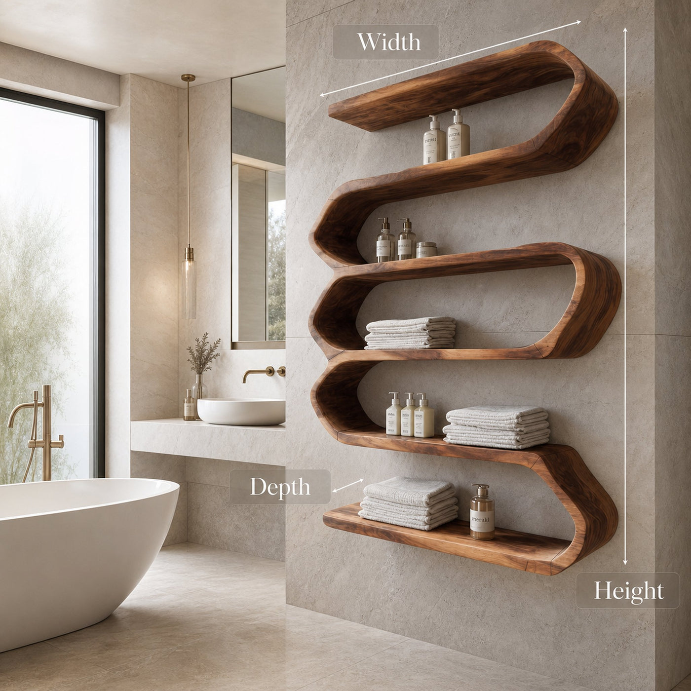 Organic Natural Wood Bathroom Shelf For Spa Style - product view 8