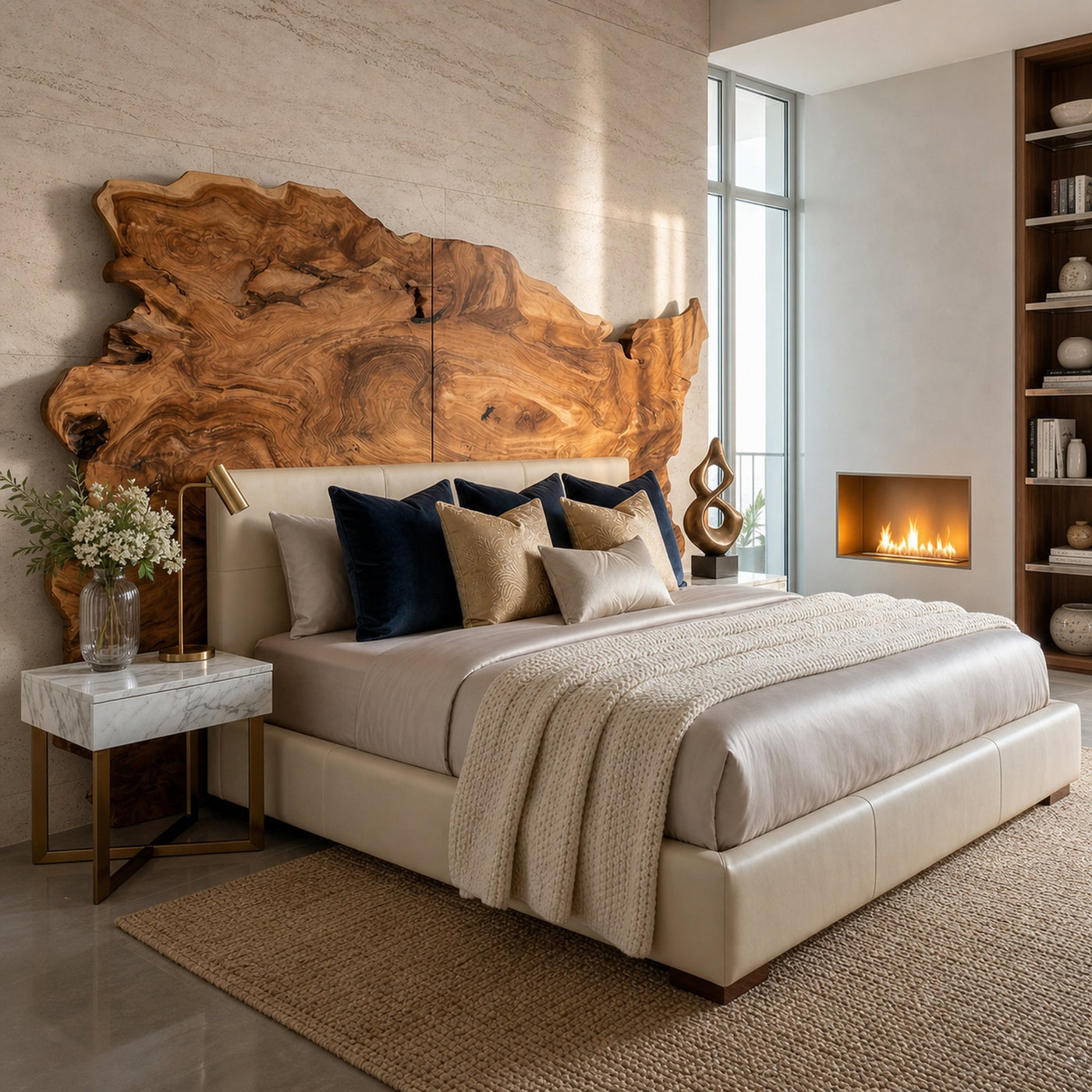 Organic Natural Wood Headboard For Minimalist Japandi Bedroom Design - product view 6