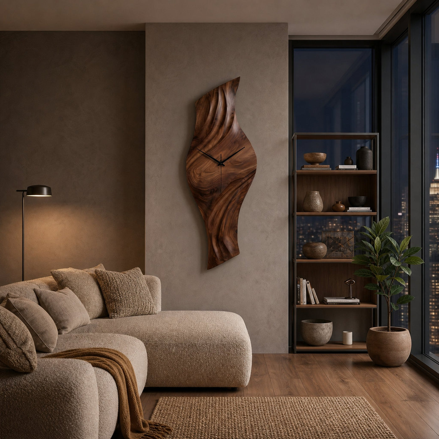 Organic Natural Wood Wall Clock For Statement Bedroom Interior - product view 7