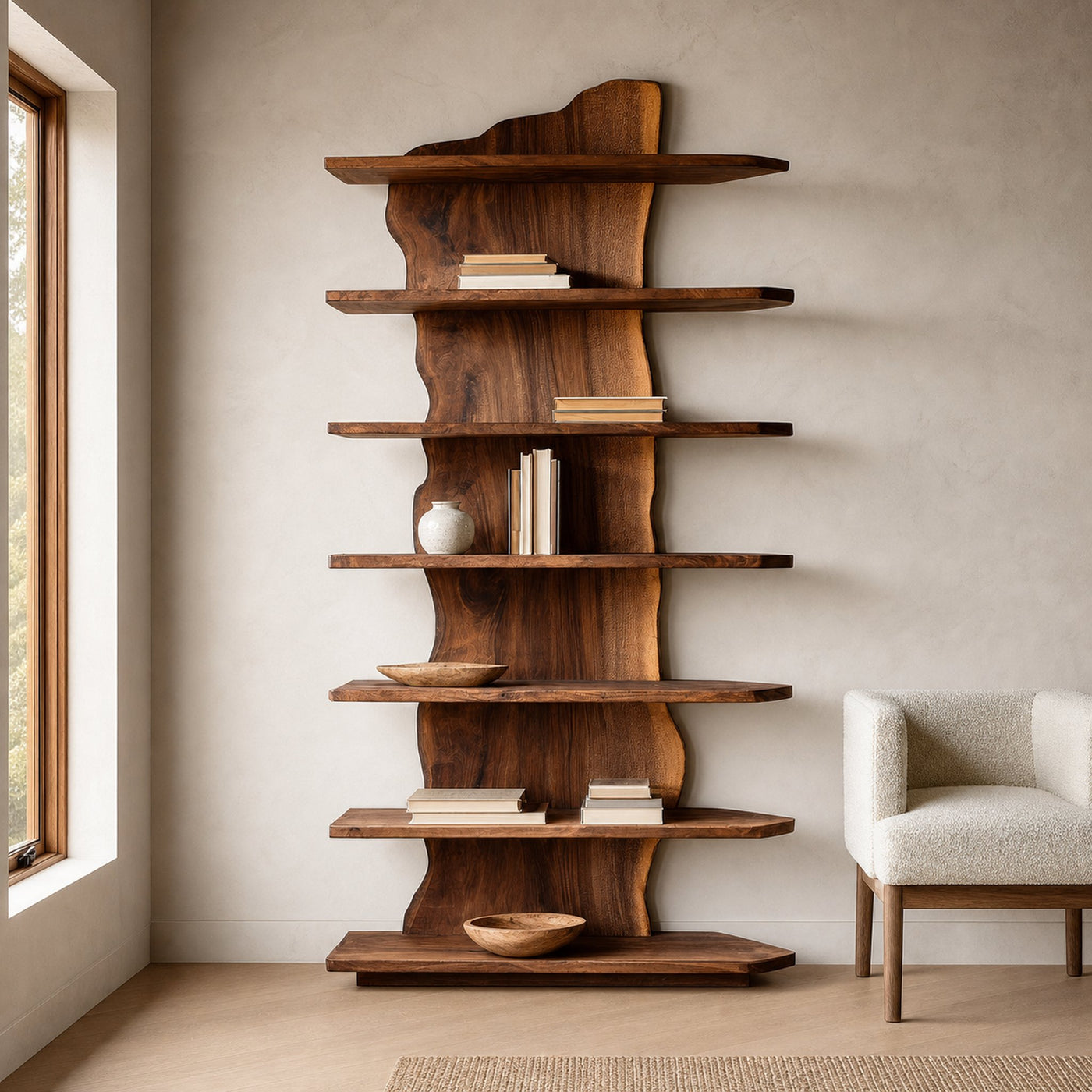 Organic Natural Wooden Standing Shelf For Reading Nook - product view 6