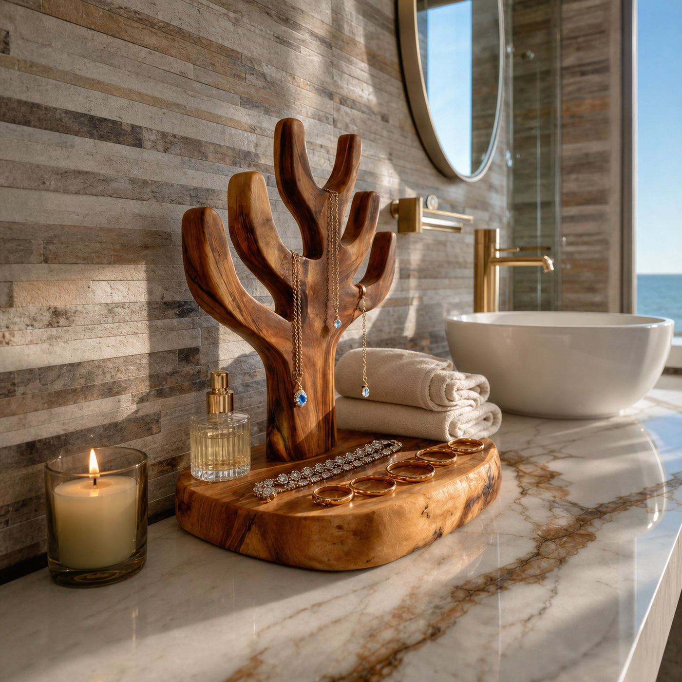Organic Sculpted Jewelry Holder For Bathroom Or Bedroom