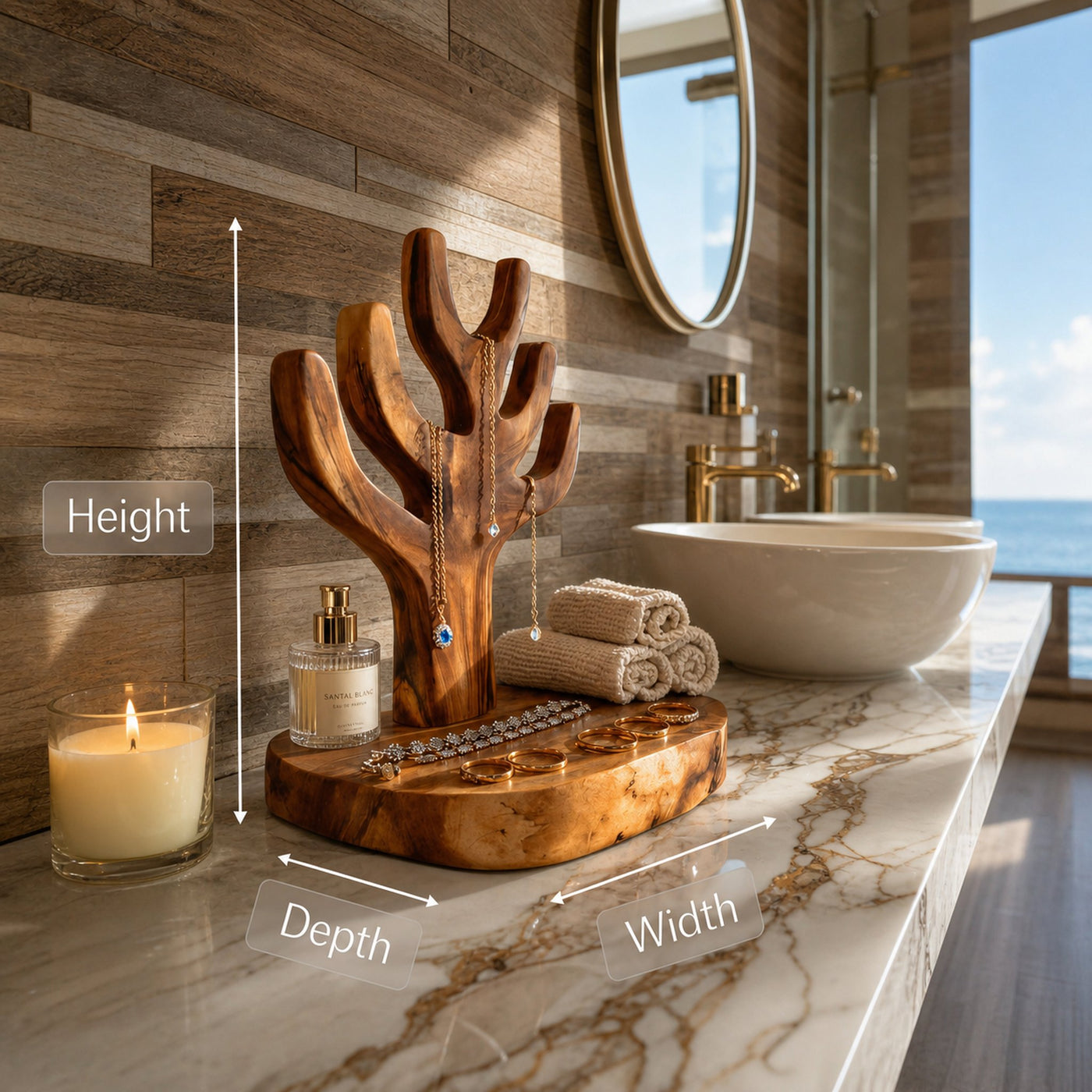 Organic Sculpted Jewelry Holder For Bathroom Or Bedroom - product view 6