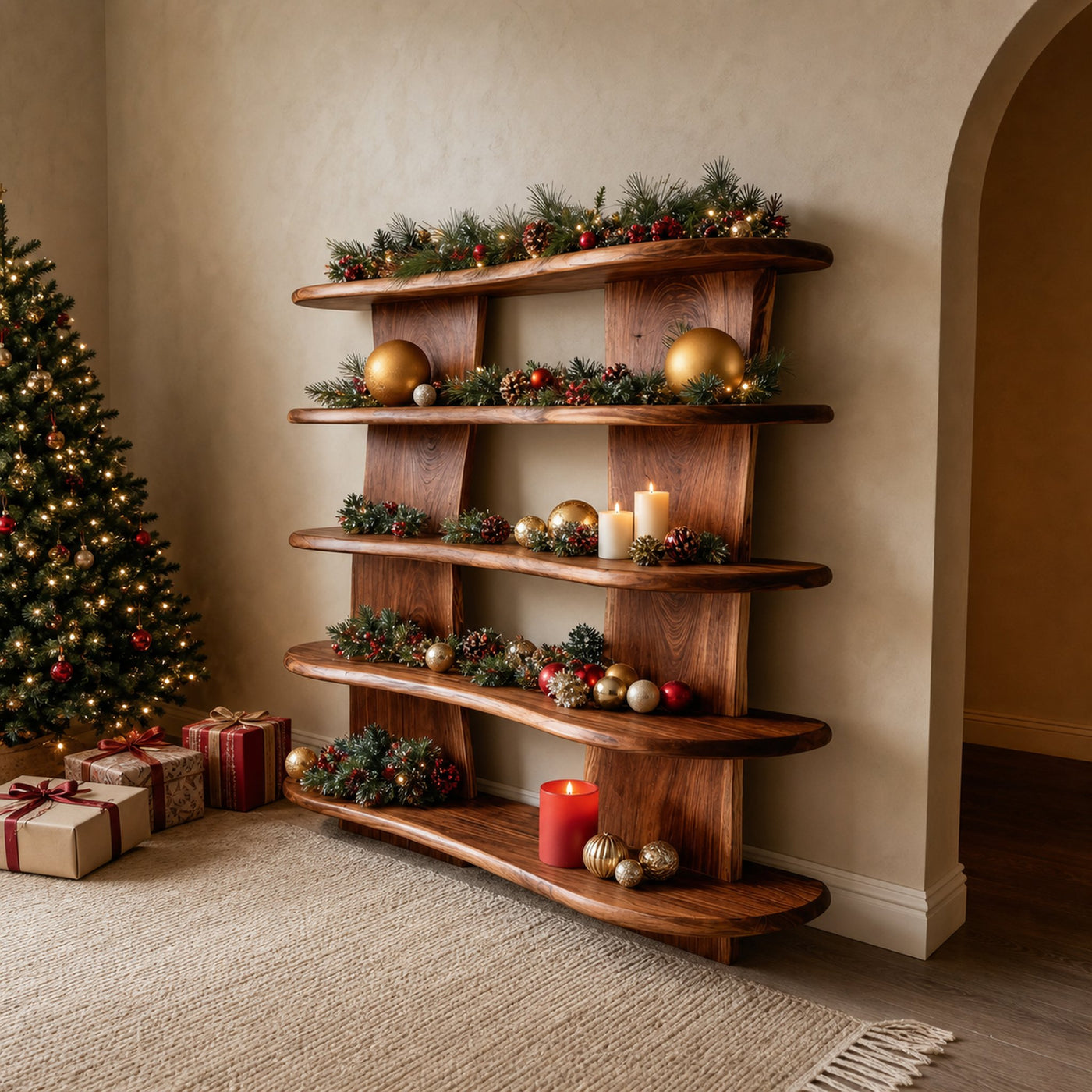 Organic Sculpted Shelf For Holiday Decorative Display
