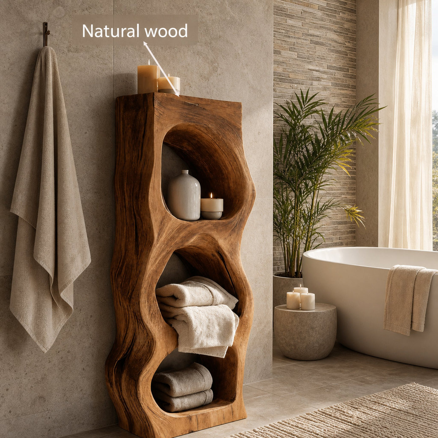 Organic Sculptural Bathroom Shelf For Towels Or Spa Essentials - product view 6