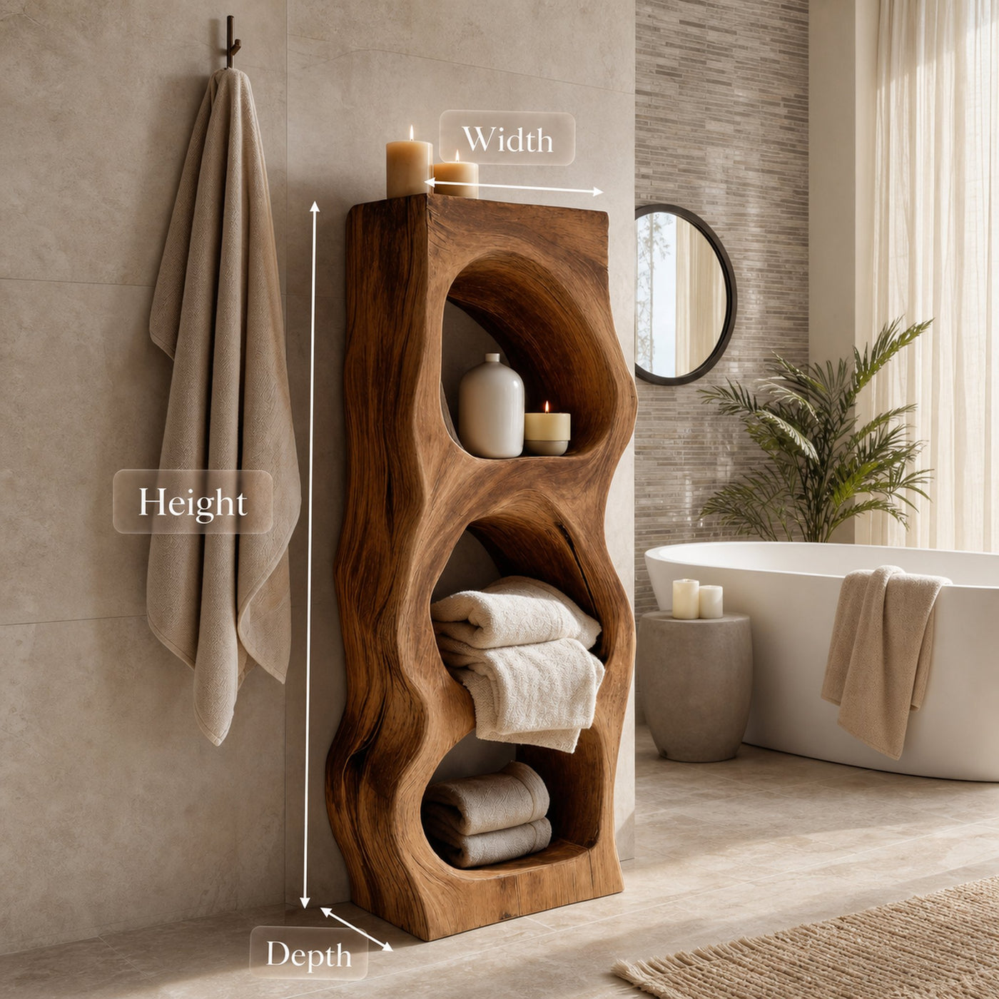 Organic Sculptural Bathroom Shelf For Towels Or Spa Essentials - product view 8
