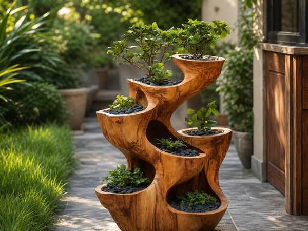 Organic Sculptural Multi Tier Planter For Garden Decor