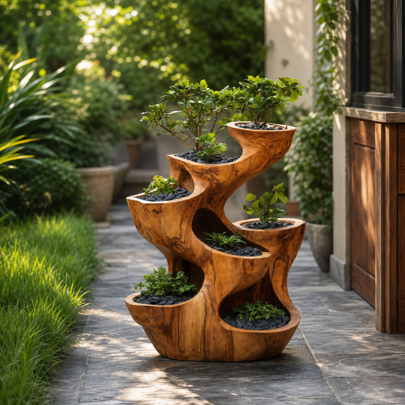 Organic Sculptural Multi Tier Planter For Garden Decor