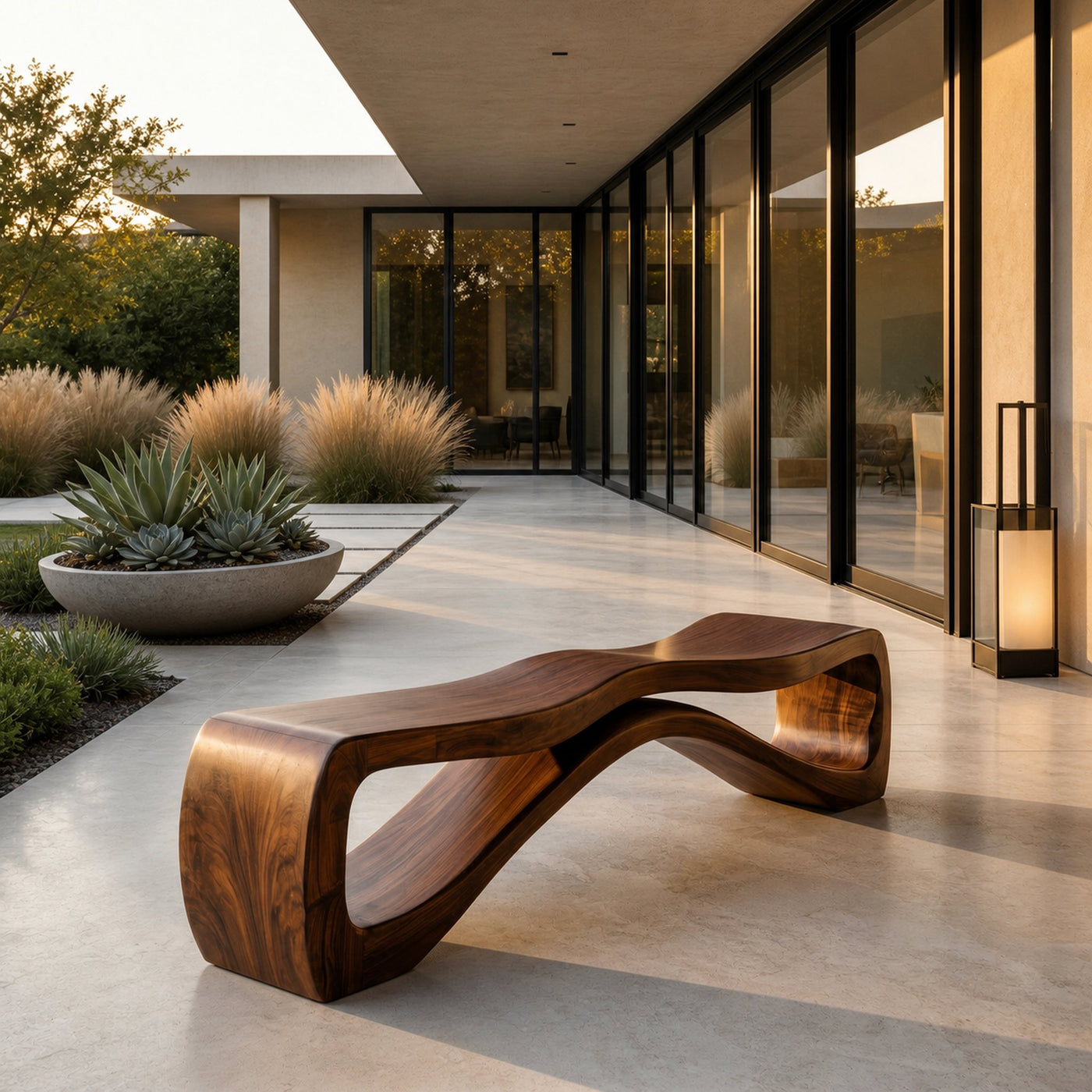 Organic Sculptural Natural Wood Outdoor Bench For Garden Patio - product view 7