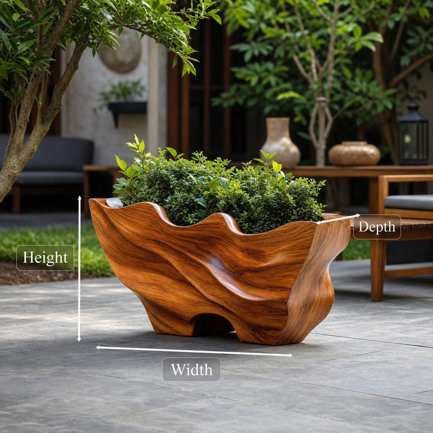 Organic Sculptural Planter With Wave Form Design For Garden - product view 6