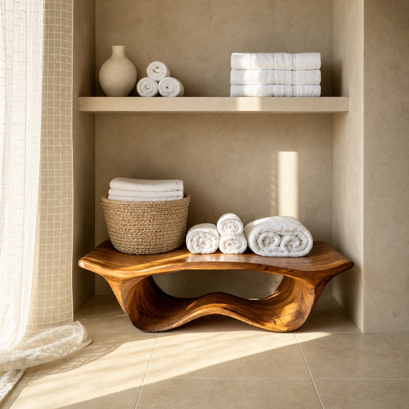 Organic Sculptural Shower Bench For Bathroom - product view 6