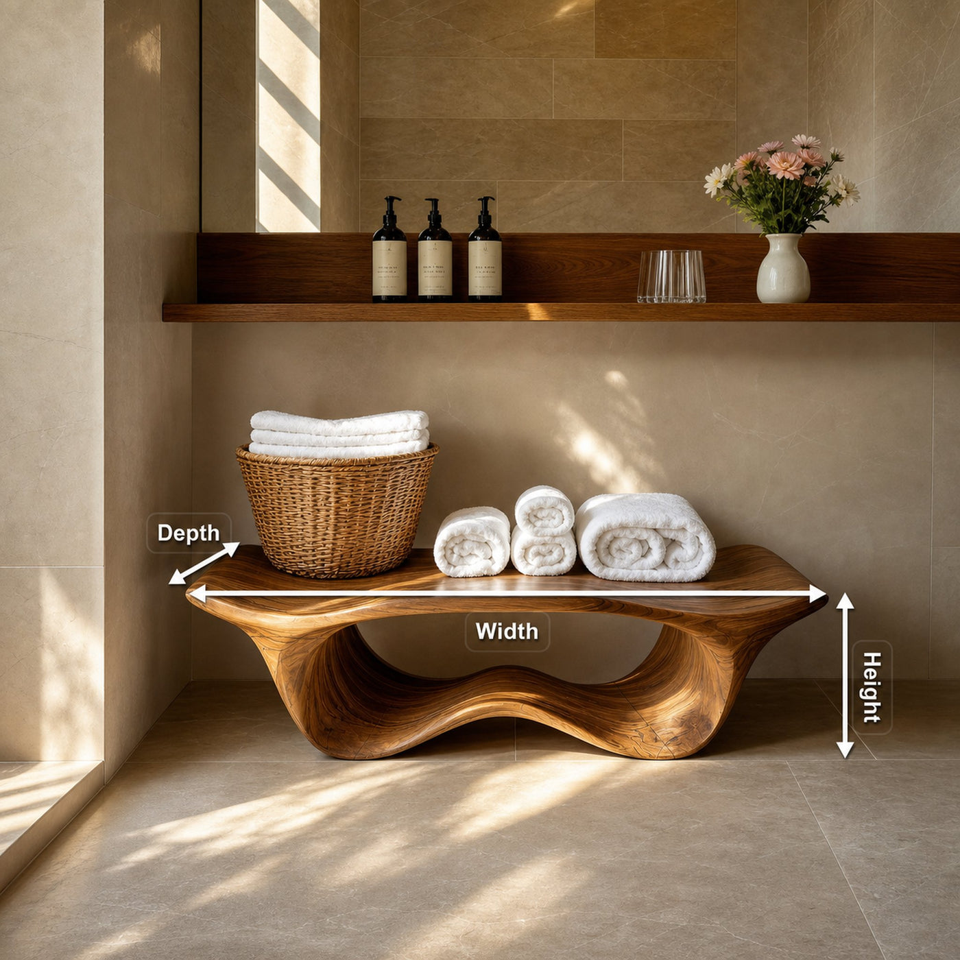 Organic Sculptural Shower Bench For Bathroom - product view 8