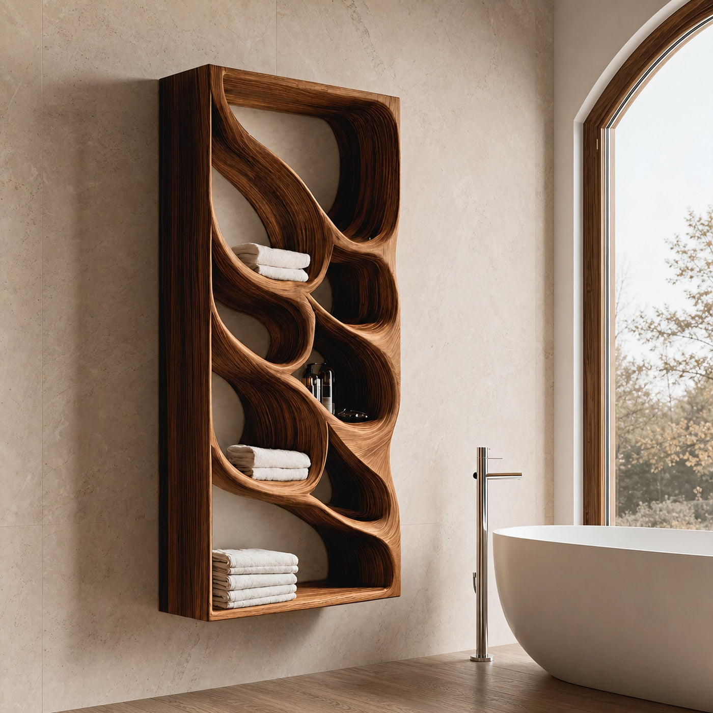 Organic Sculptural Wall Bathroom Shelf For Modern Bathroom