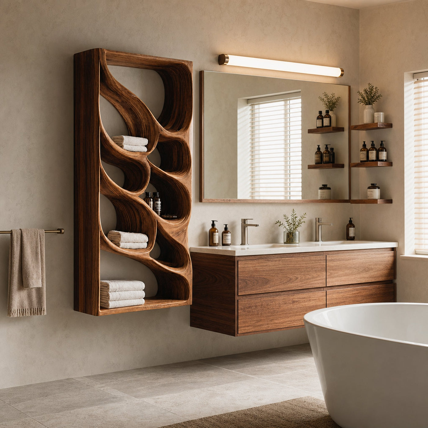 Organic Sculptural Wall Bathroom Shelf For Modern Bathroom - product view 6