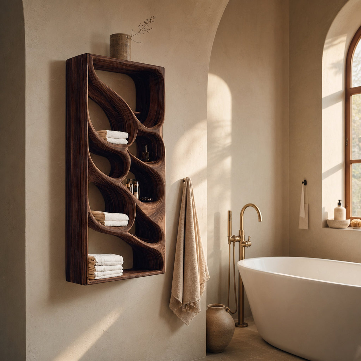 Organic Sculptural Wall Bathroom Shelf For Modern Bathroom - product view 7