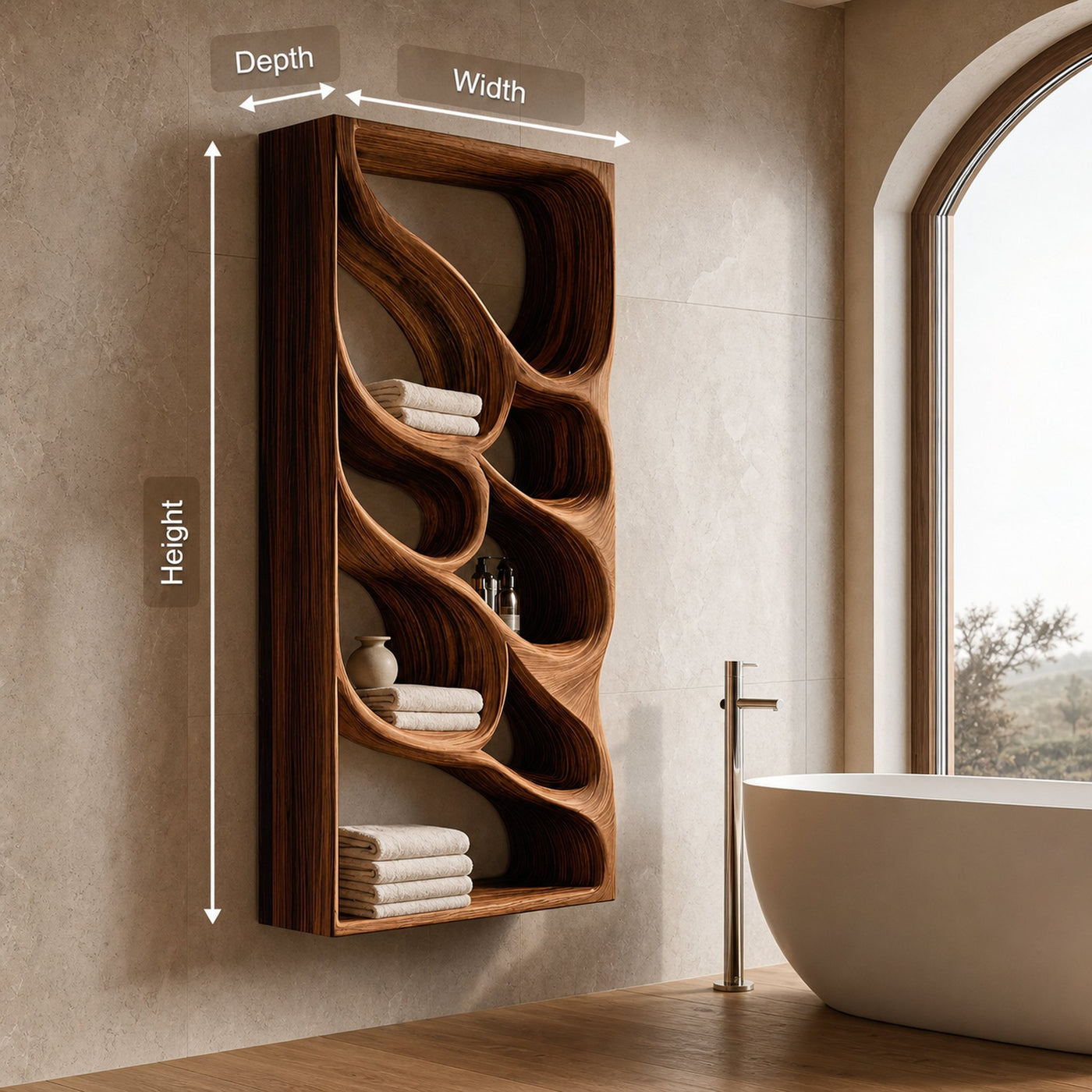 Organic Sculptural Wall Bathroom Shelf For Modern Bathroom - product view 8
