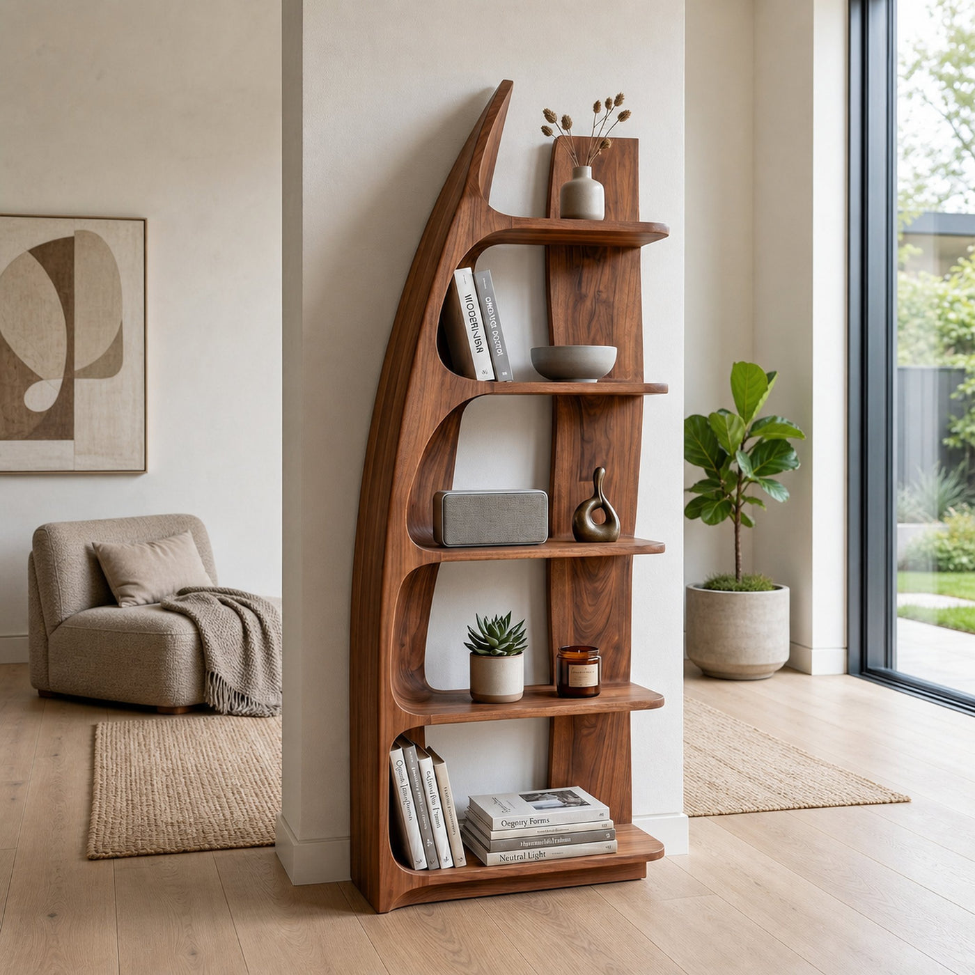 Organic Sculptural Wooden Standing Shelf For Hallway Decor - product view 6