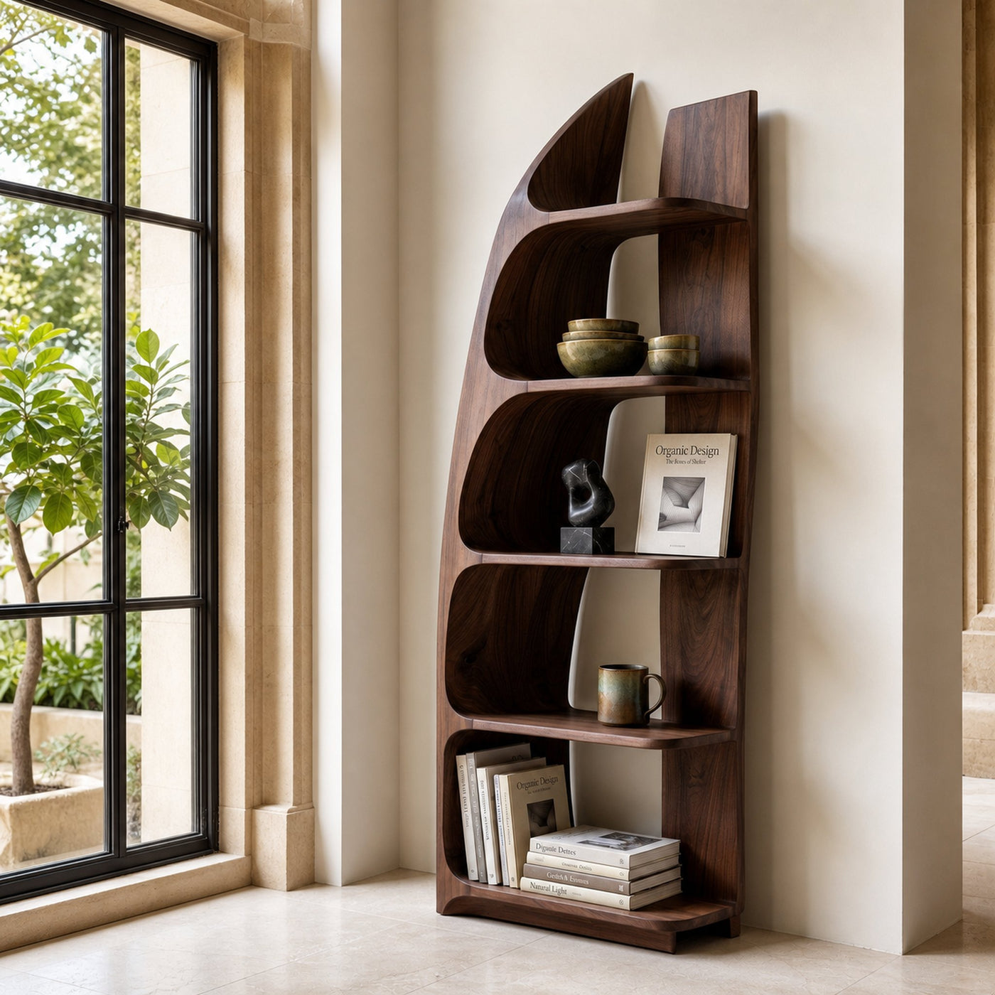 Organic Sculptural Wooden Standing Shelf For Hallway Decor - product view 7