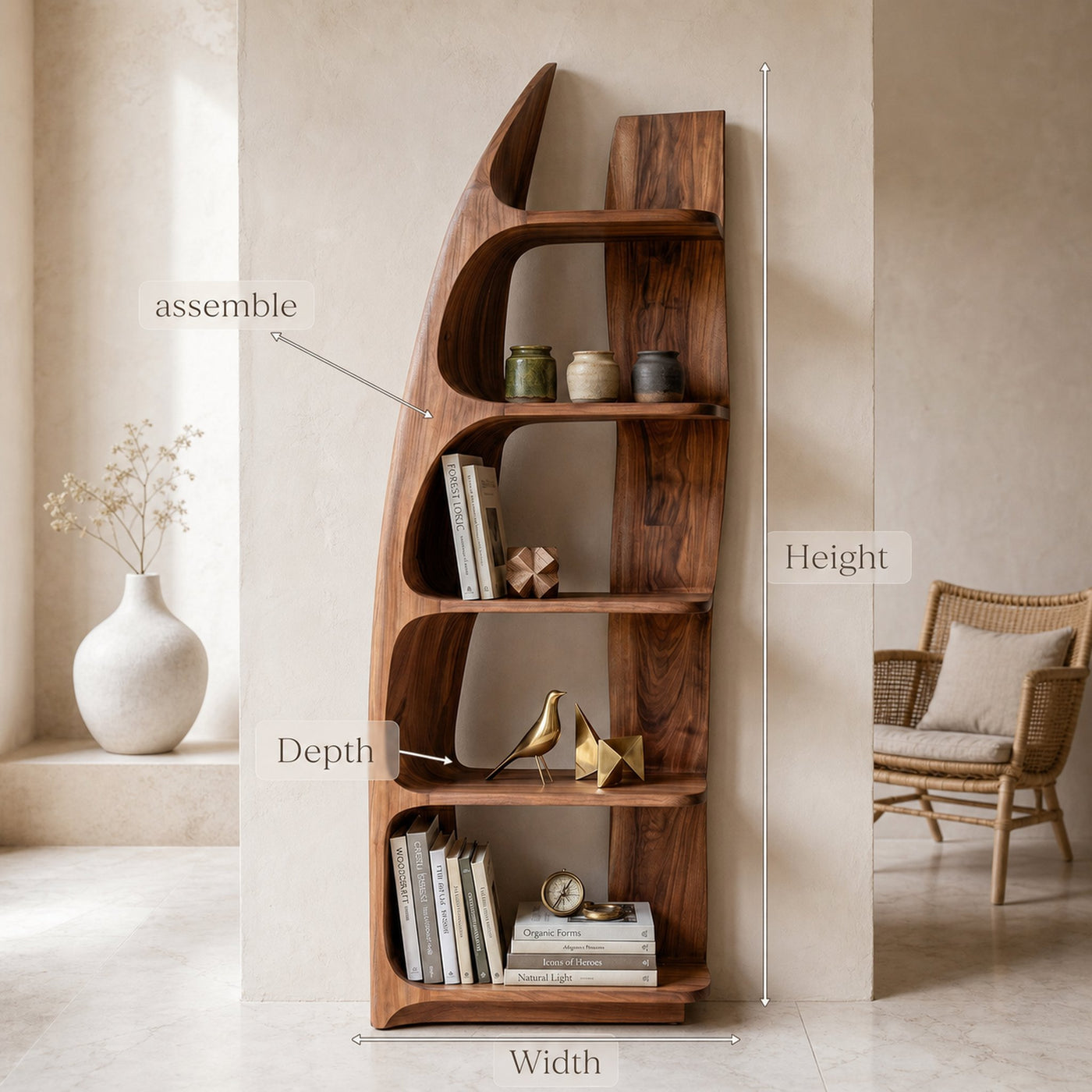 Organic Sculptural Wooden Standing Shelf For Hallway Decor - product view 8