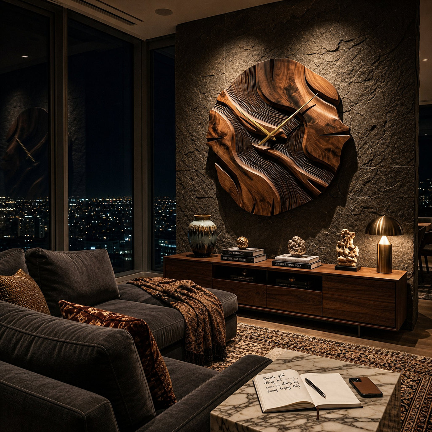 Organic Sculptural Wooden Wall Clock For Living Room - product view 7