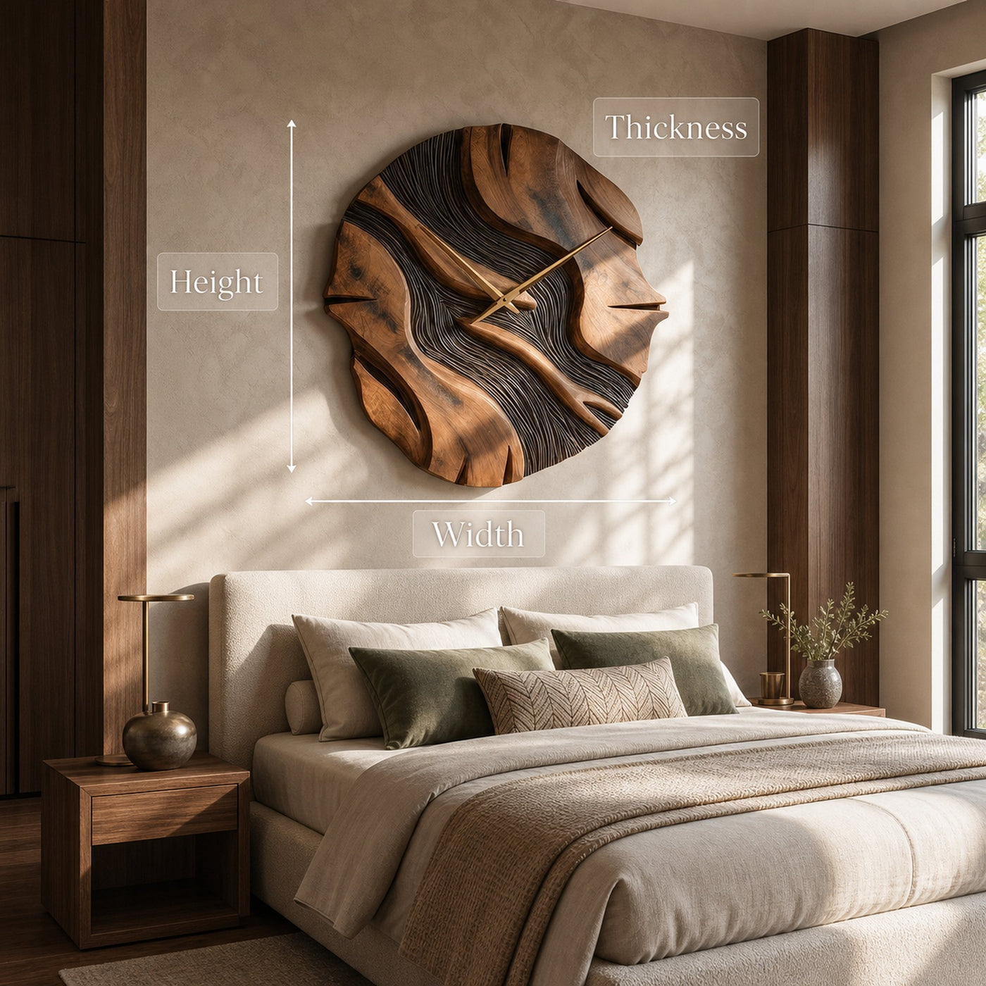 Organic Sculptural Wooden Wall Clock For Living Room - product view 8