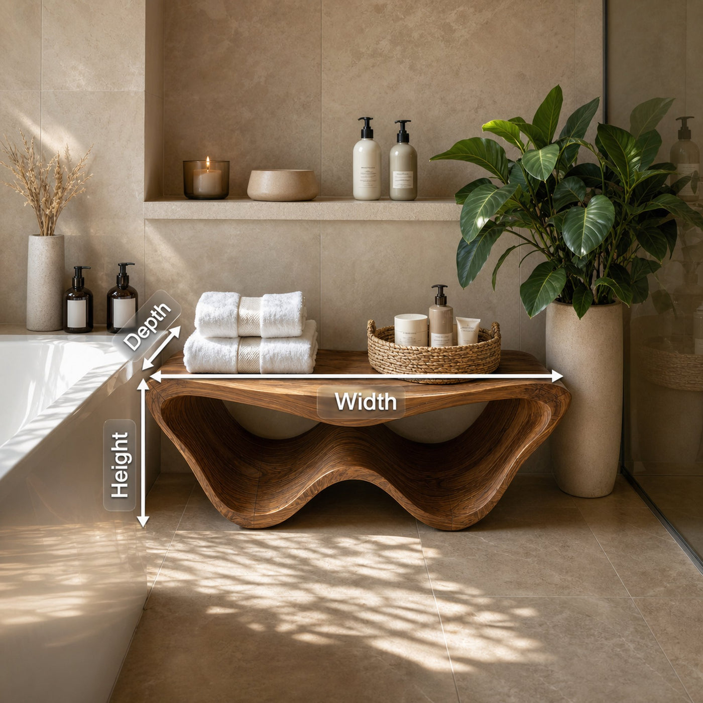 Organic Shower Bench With Storage For Bathroom - product view 8