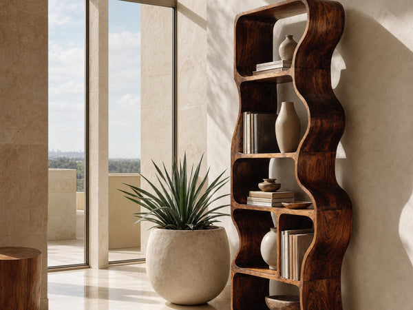 Organic Standing Shelf With Flowing Edges For Living Room