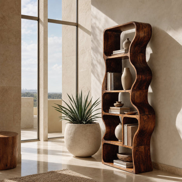 Organic Standing Shelf With Flowing Edges For Living Room