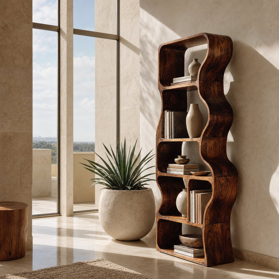 Organic Standing Shelf With Flowing Edges For Living Room