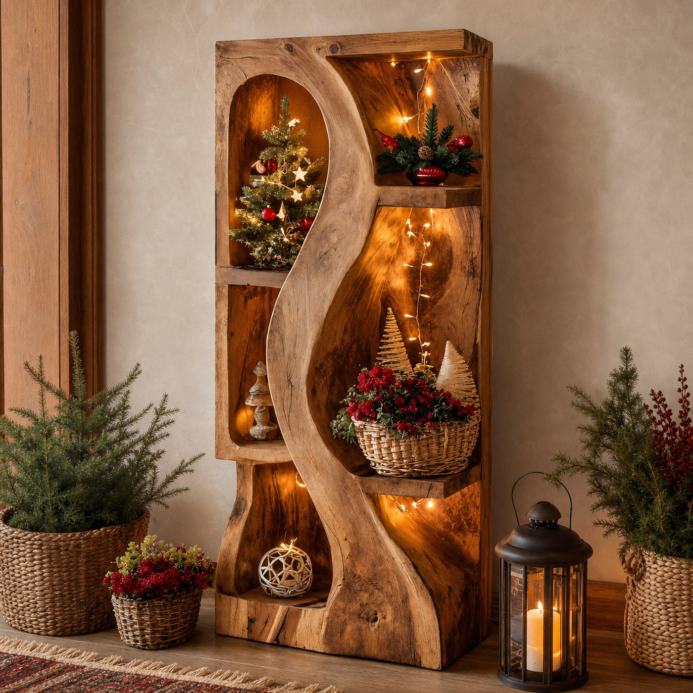Organic Standing Shelf With Wave Design For Holiday Display - product view 6