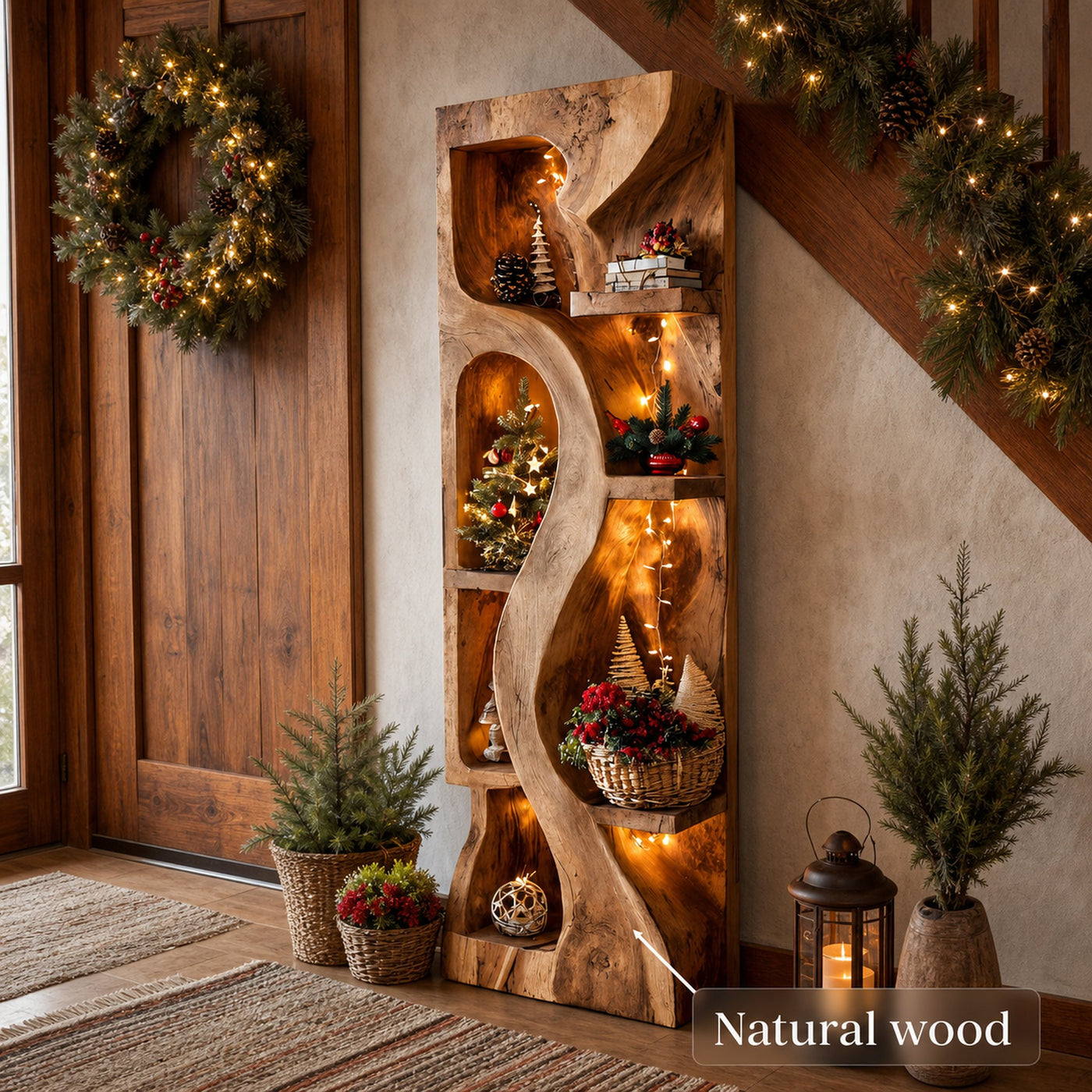 Organic Standing Shelf With Wave Design For Holiday Display - product view 7