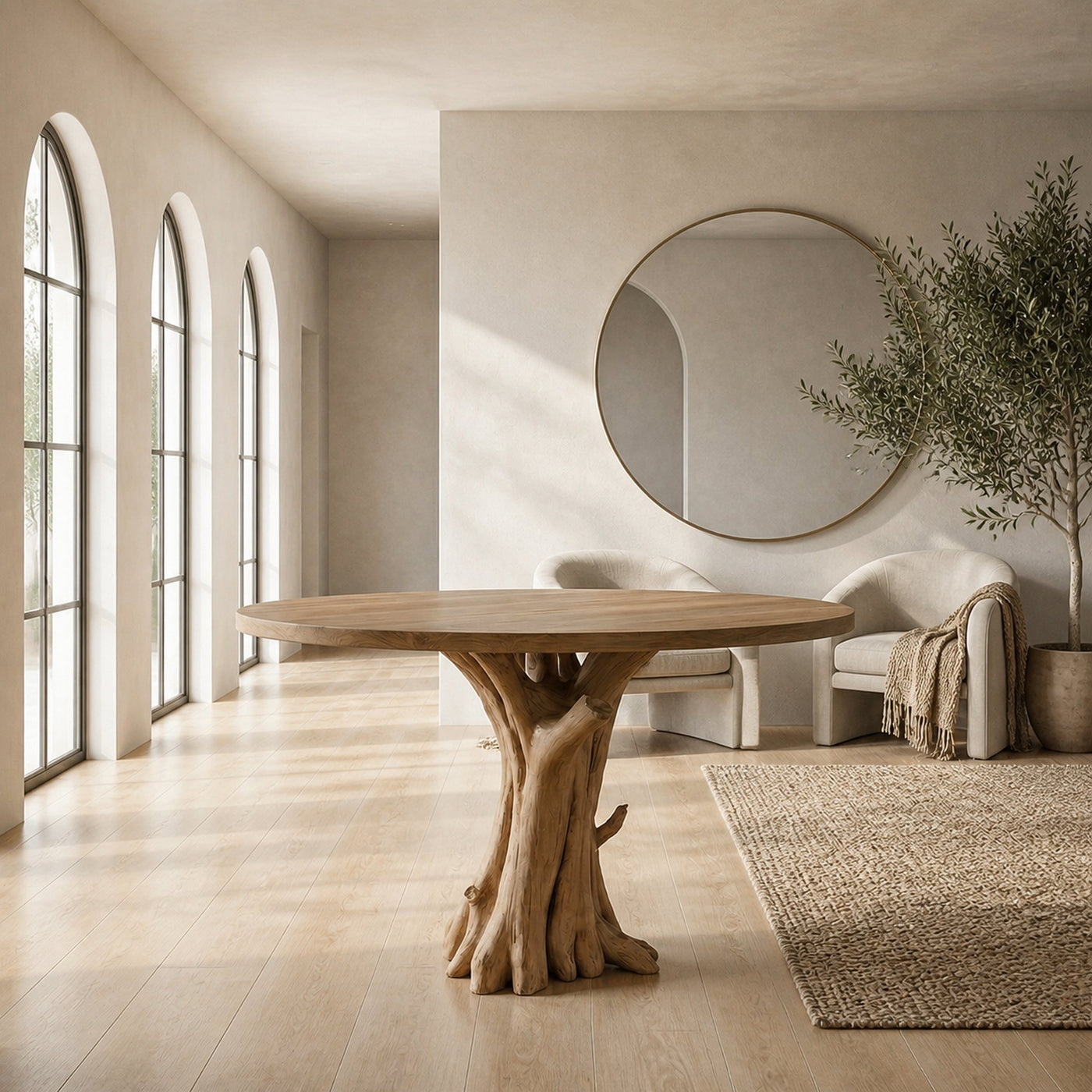 Organic Tree Base Round Entryway Table For Living Room And Hallway - product view 6