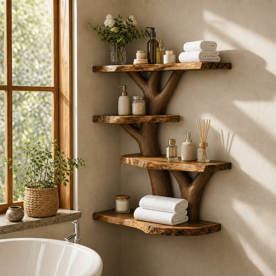Organic Tree Bathroom Wall Shelf Bathroom Interior Storage Display