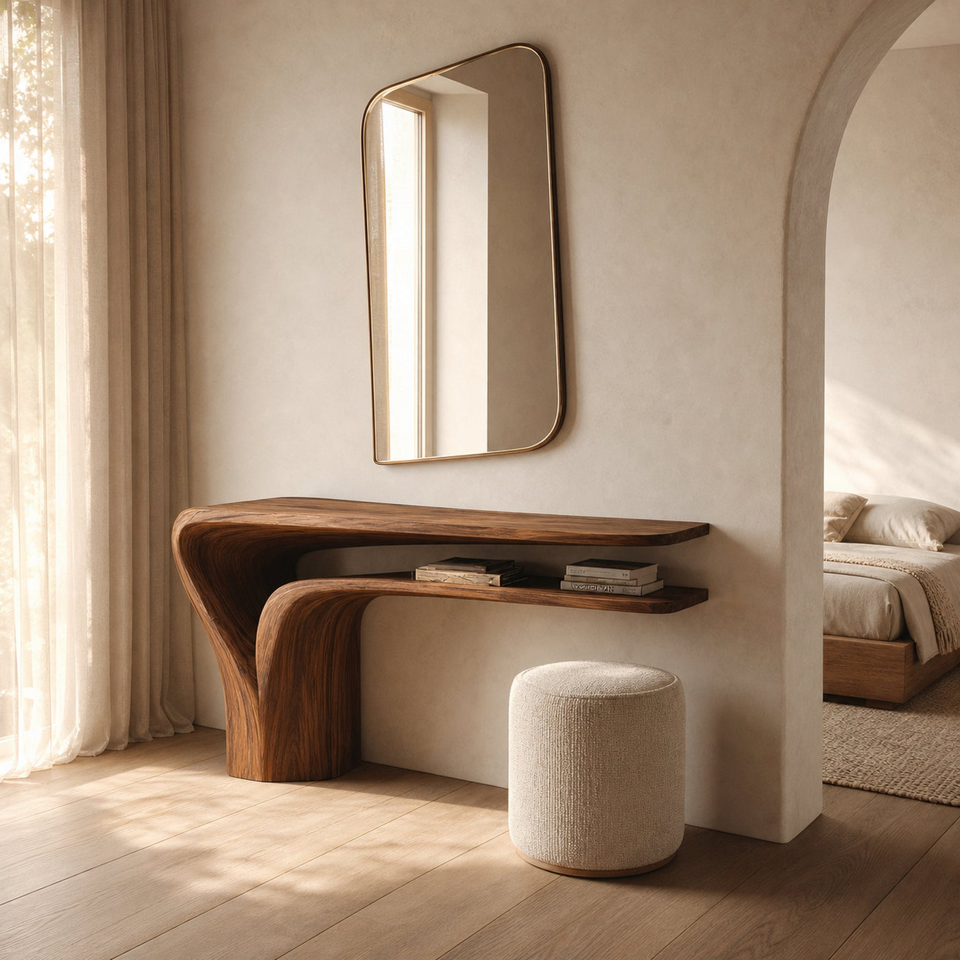 Organic Vanity Table For Bedroom Interior Space