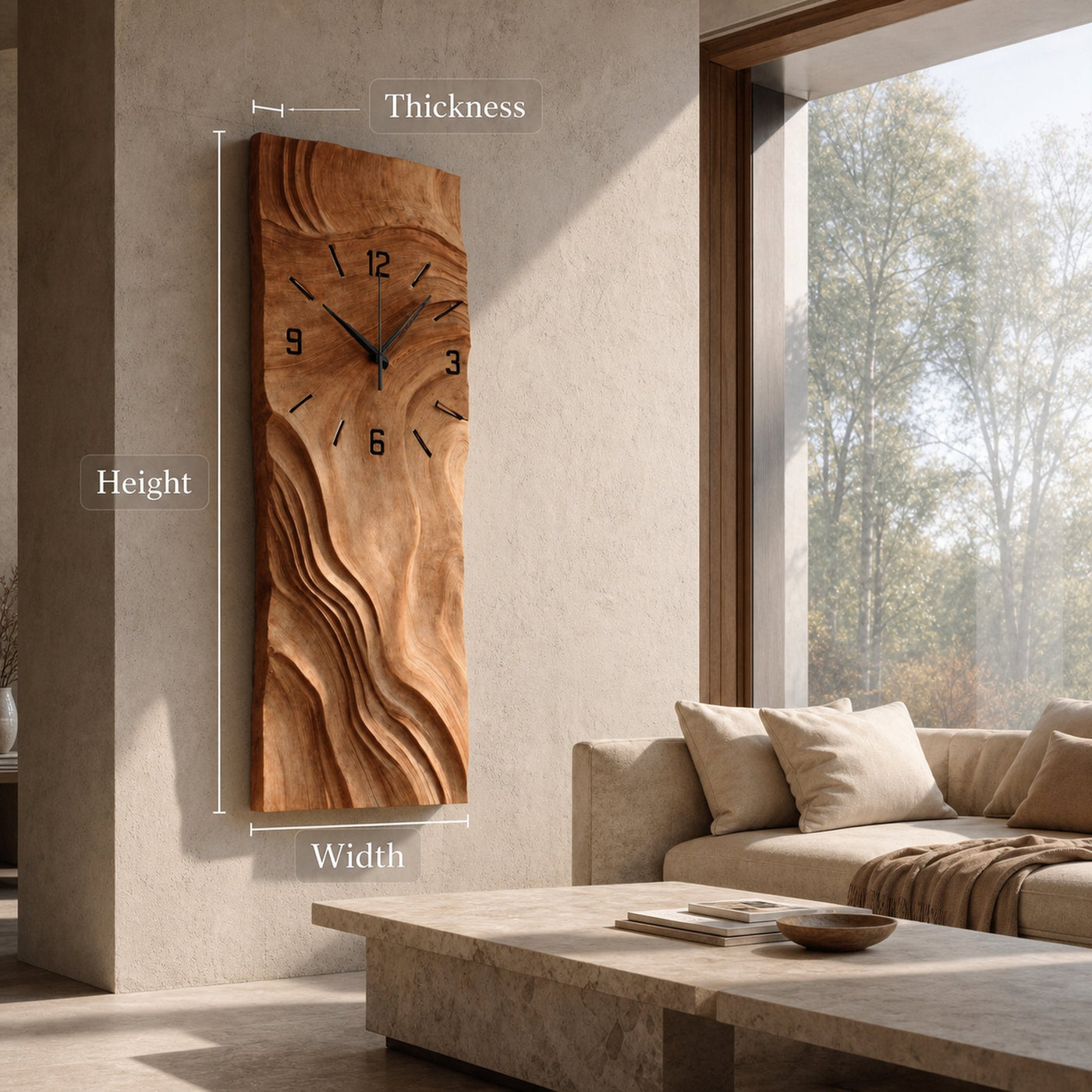 Organic Vertical Sculptural Wall Clock For Living Room - product view 6