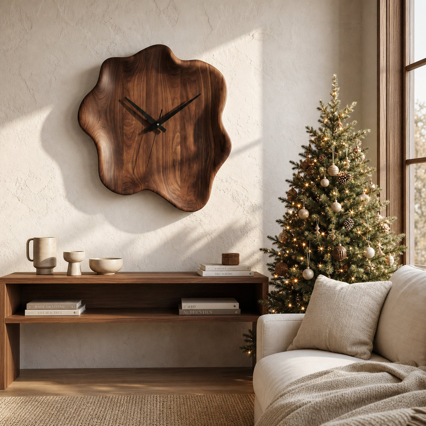 Organic Wall Clock With Natural Live Edge Design For Living Room And Entryway - product view 7