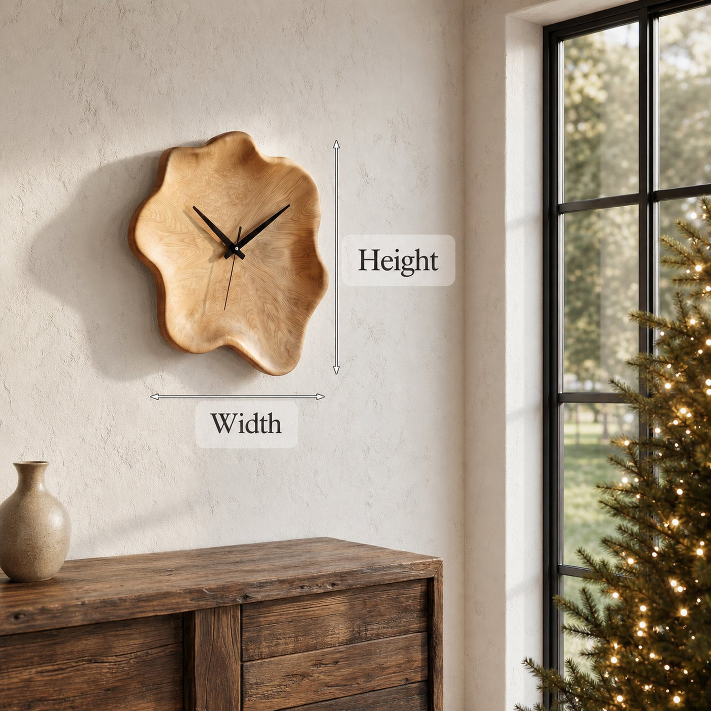 Organic Wall Clock With Natural Live Edge Design For Living Room And Entryway - product view 8