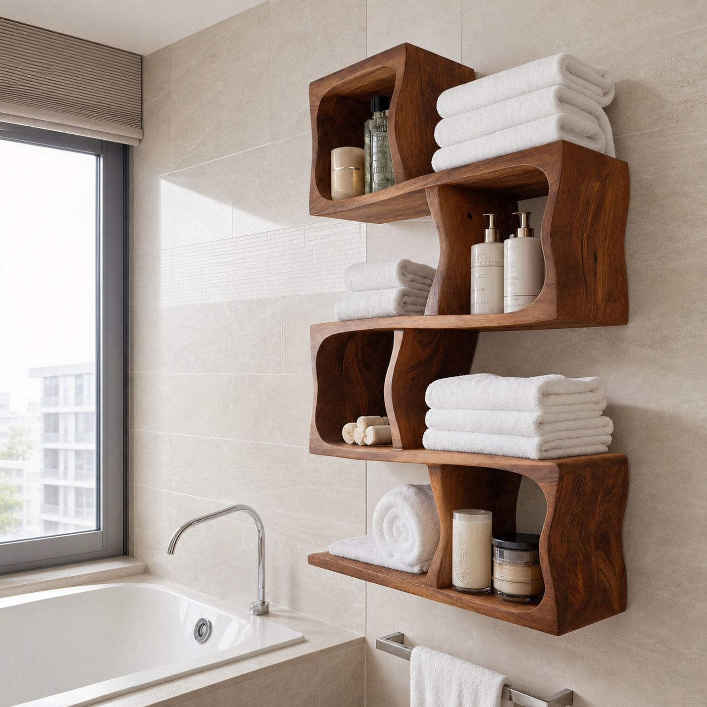 Organic Wall Shelf For Bathroom Wall Use