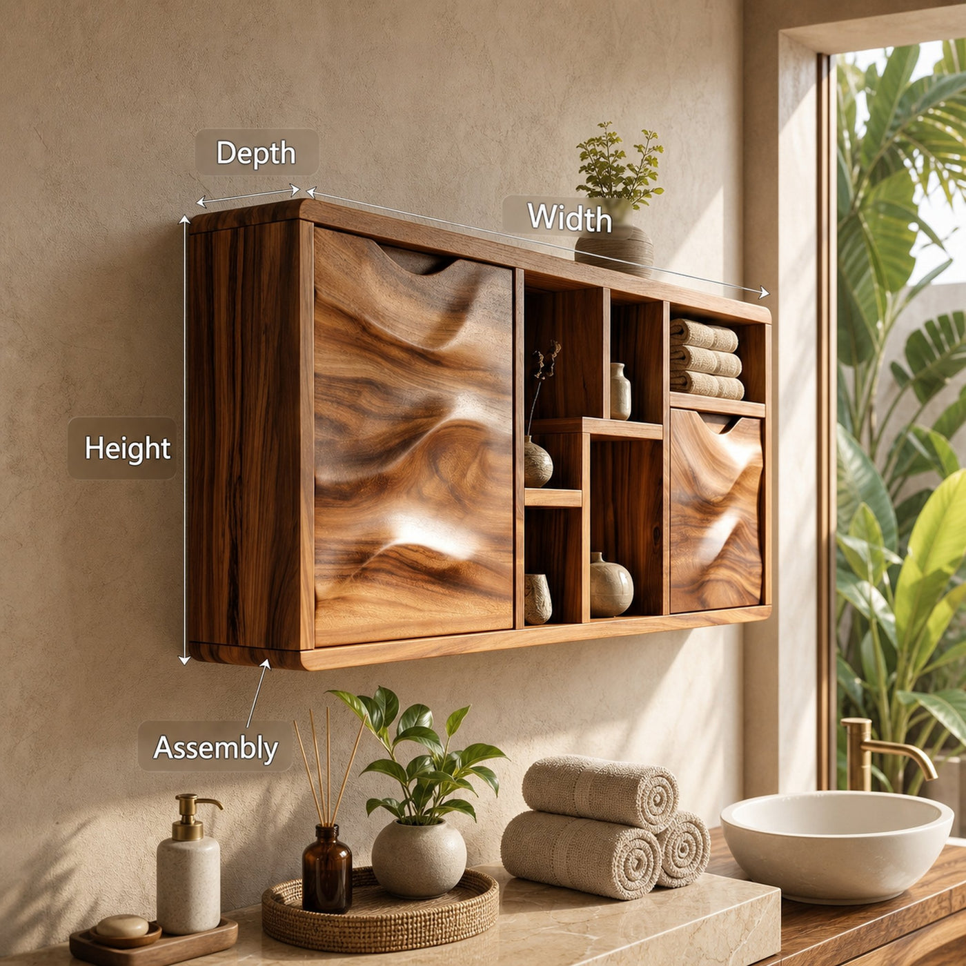 Organic Wave Panel Bathroom Cabinet Spa Lounge - product view 8