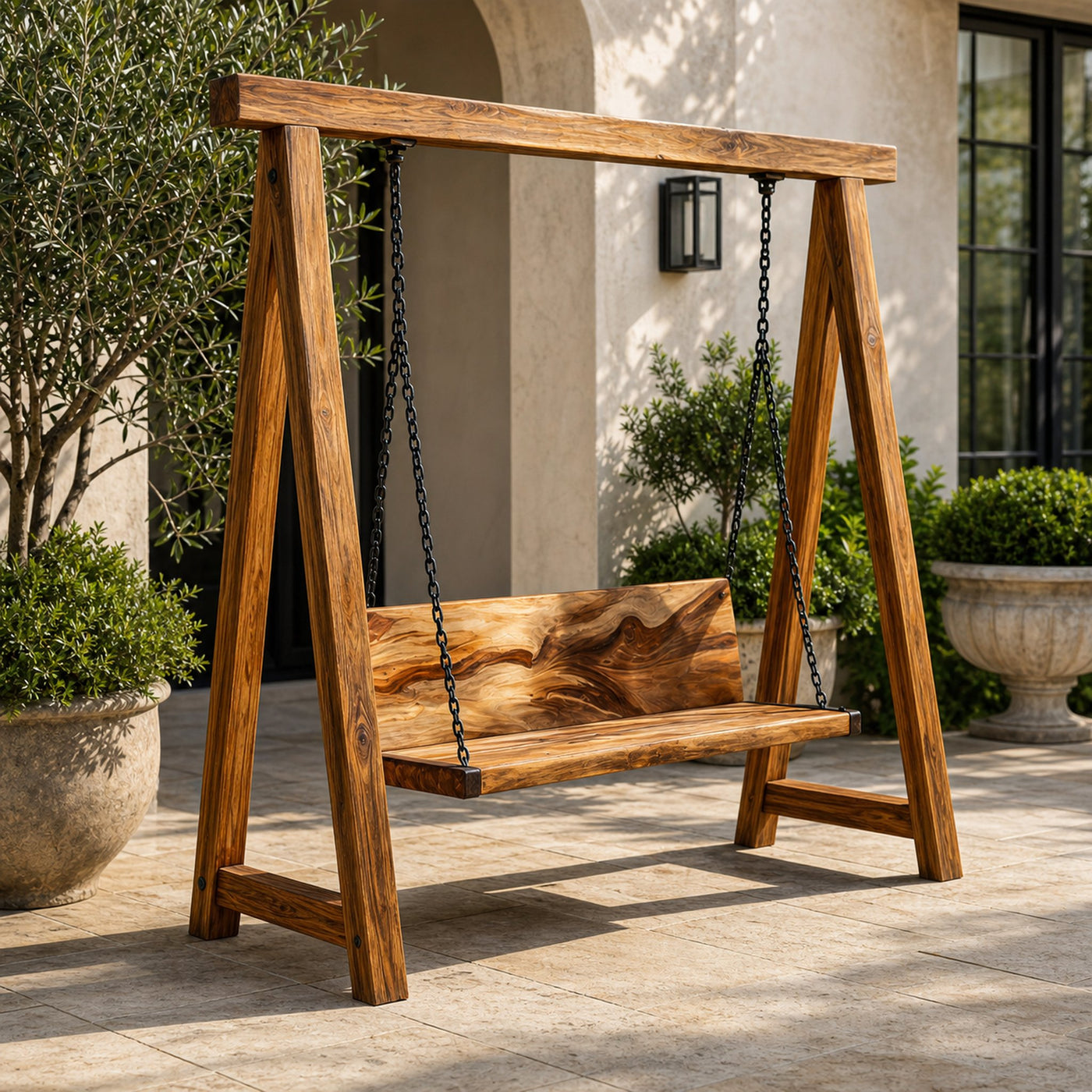 Organic Wood Swing With Backrest For Patio - product view 7