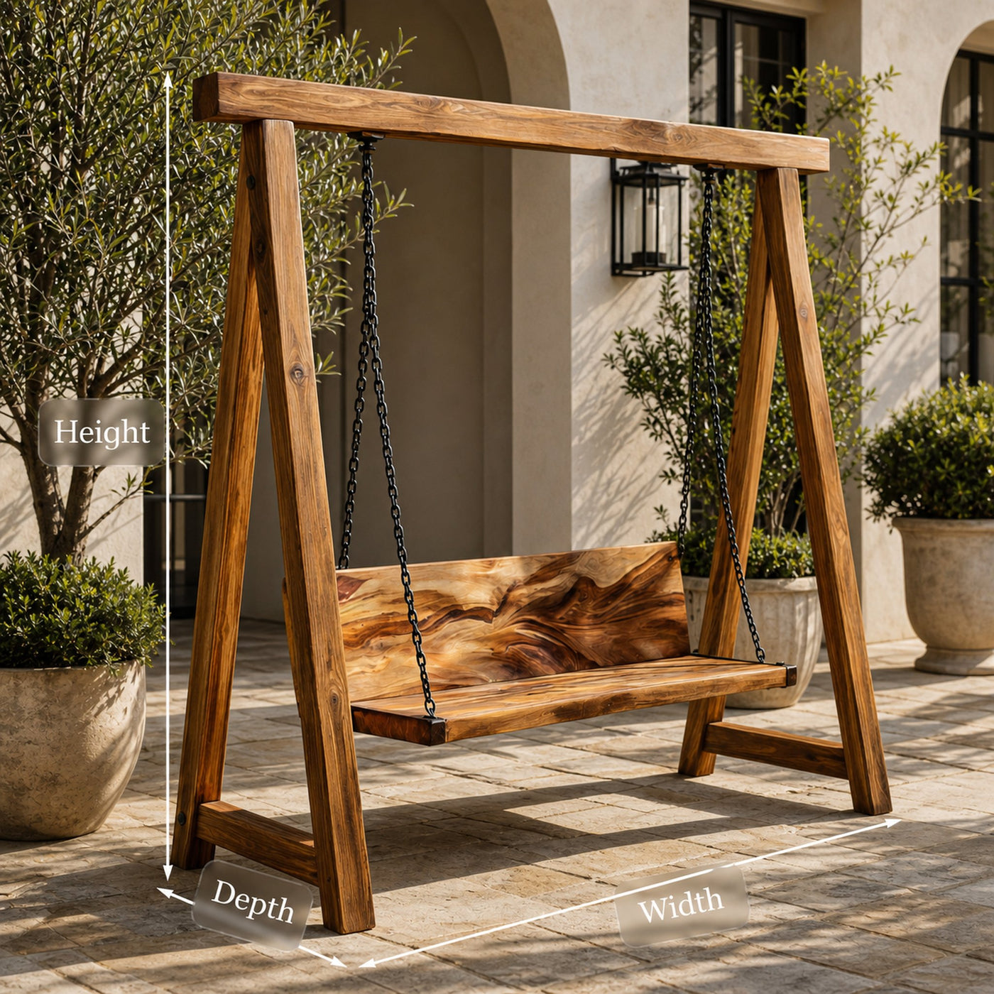 Organic Wood Swing With Backrest For Patio - product view 8