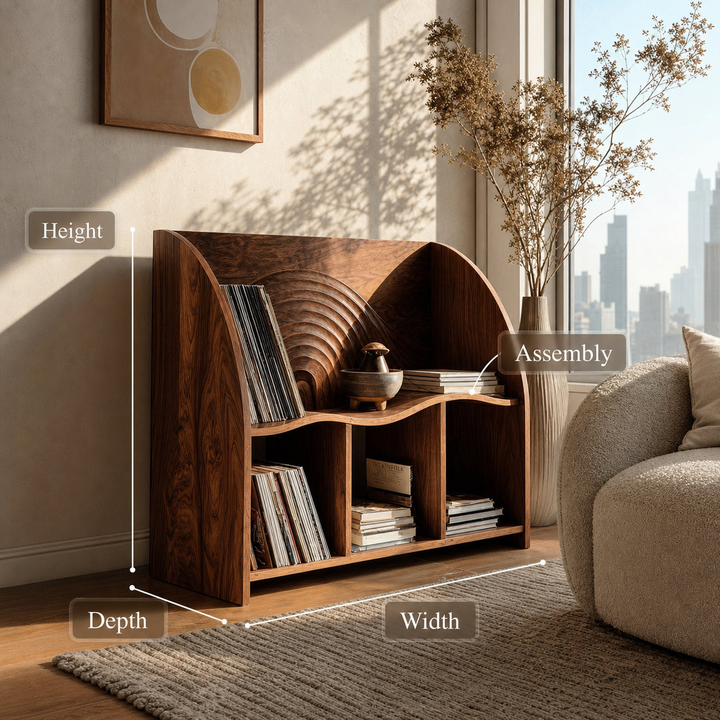 Organic Wooden Magazine Rack With Multi Open Compartments For Living - product view 8